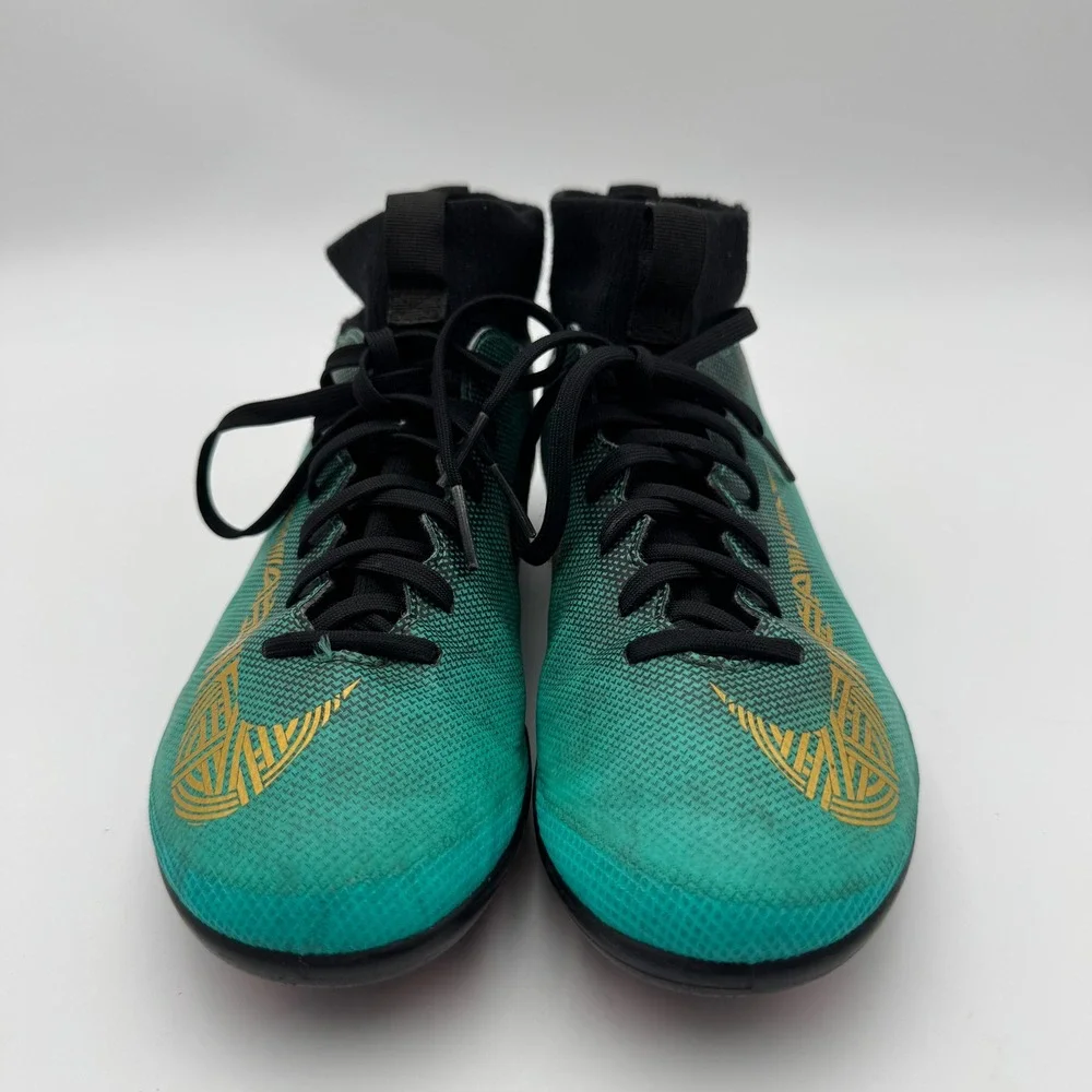 Nike Mercurial Superfly 6 CR7 MG Jade Gold Youth Soccer Cleats 5.5Y AJ3111-390